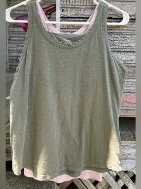 (2)..LOFT Olive Green  & Lt. Pink Tank Tops Small